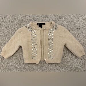 Marc Jacobs Kids Cream Jeweled Cropped Cardigan